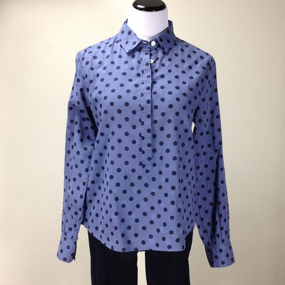J. Crew Factory Tops - J. Crew Factory Blue & Black Polka Dot Tunic